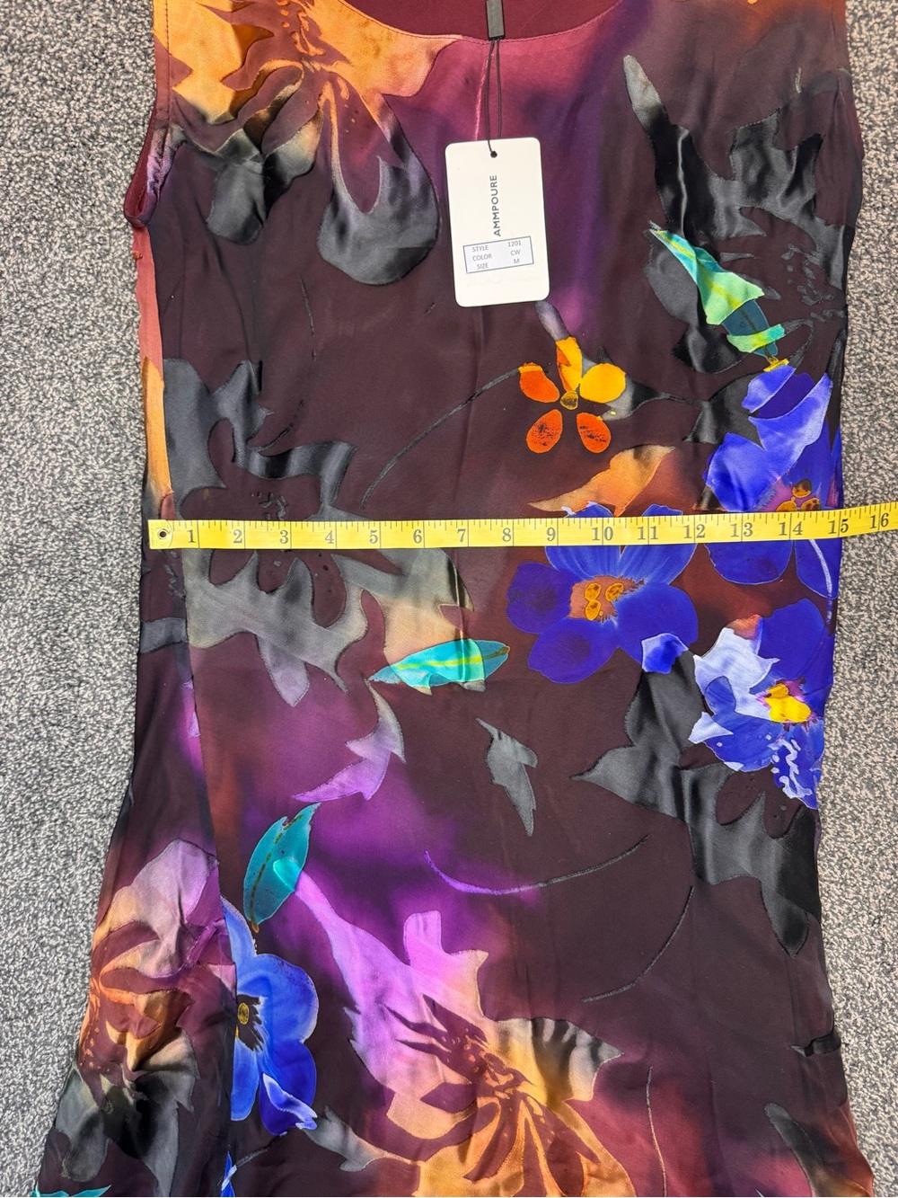 Ampour Floral Watercolor Sleeveless Layered Dress Vibrant Multicolor Size Medium - Picture 13 of 15